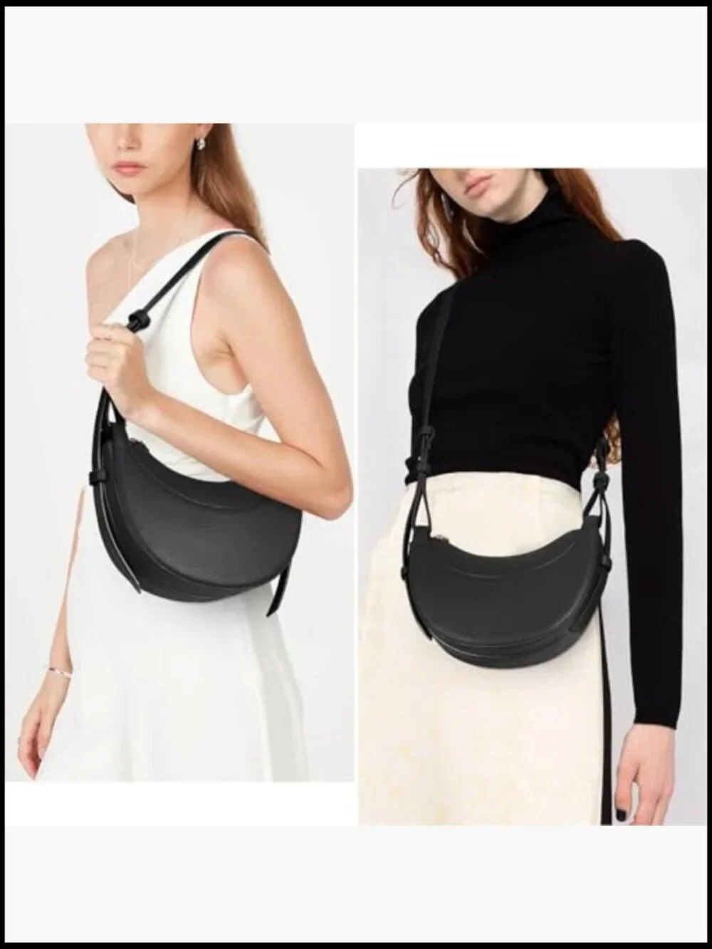 Faux Leather Saddle Bag Crescent Crossbody Hobo Handbag Shoulder Purse